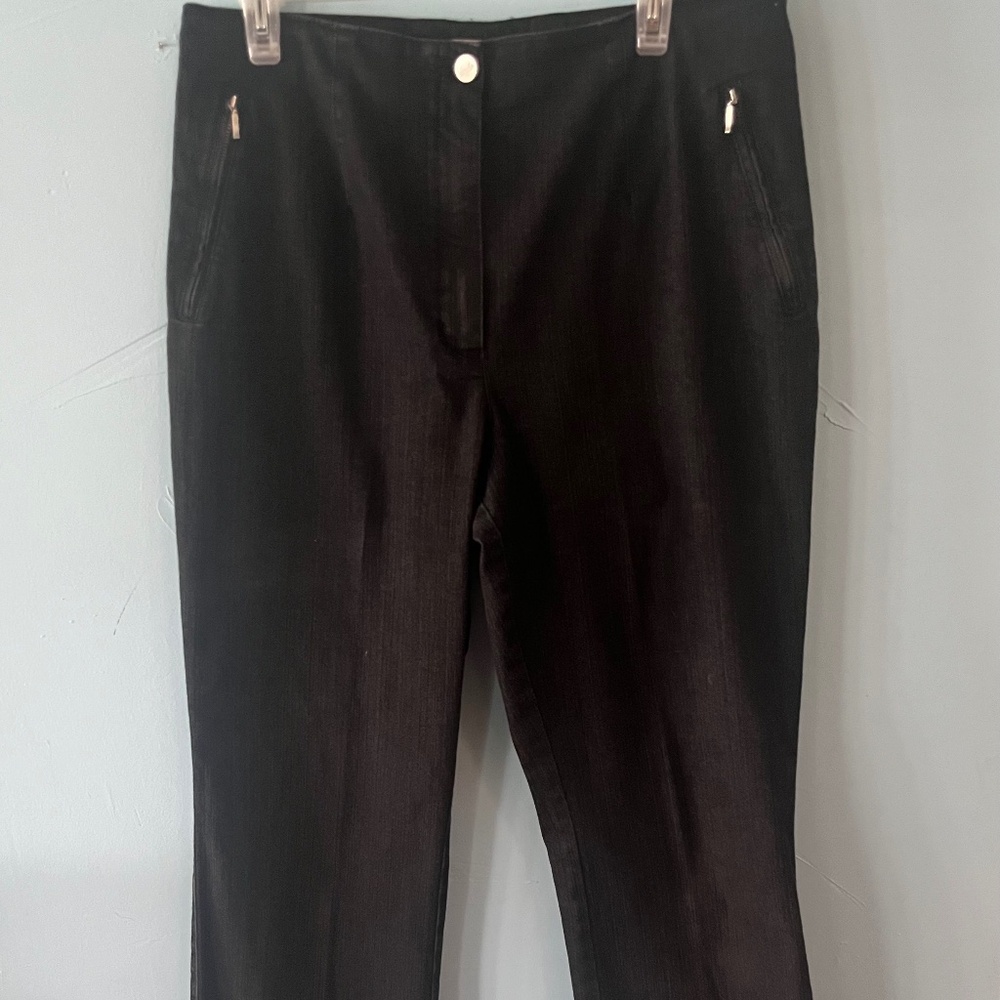 Vanilia Becky Jeans Italian Fabric Romania 46N Women Black Zip Pockets  Y2K
